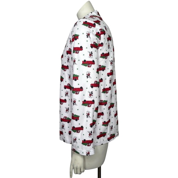 Disney Christmas Pajama Set Mickey Mouse Red Truck Women's Large White Xmas Tree - Picture 4 of 16